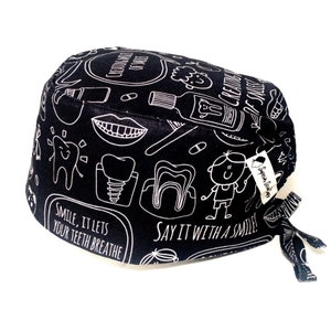 Dental Scrub Cap, Men / Women surgical cap tie-back, (3 styles)  oral surgeon, dentist, dental assistant, hygienist, Superior Scrub Caps