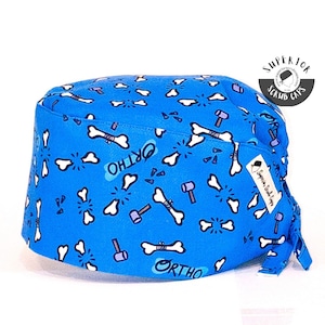 Orthopeadic Surgical Cap, Men / women   Ortho Scrub Cap,  ortho surgery cap fitted, tie-back - adjustable, Superior Scrub Caps Canada