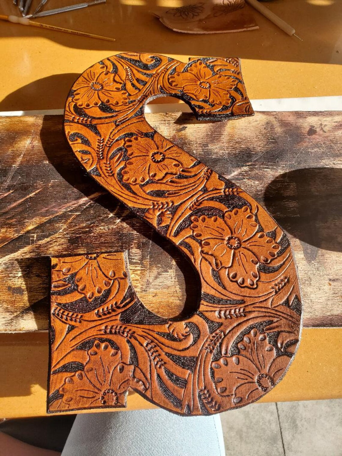 Hand Tooled Leather Letters Etsy