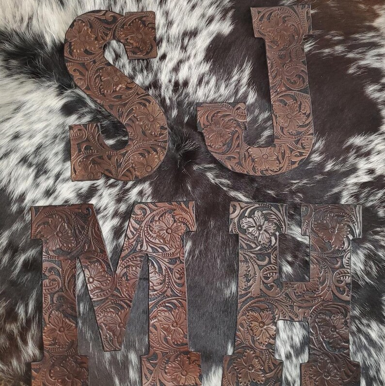 Hand Tooled Leather Letters Etsy
