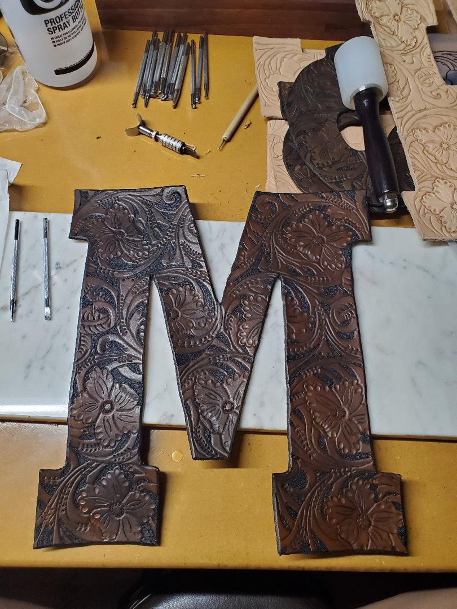 Hand Tooled Leather Letters Etsy