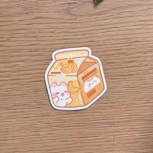 Cute Banana Milk Carton Original Die Cut Stickers | Matte Finish | Waterproof