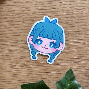 Cute Green Hair Character Die Cut Stickers | Matte Finish | Waterproof