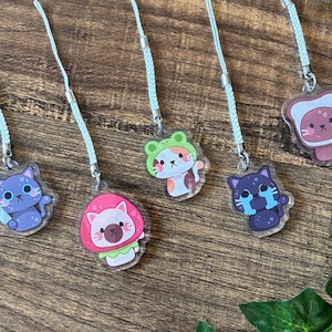 Cute Cat Clear Acrylic Keychain Charm l 1.5 inches
