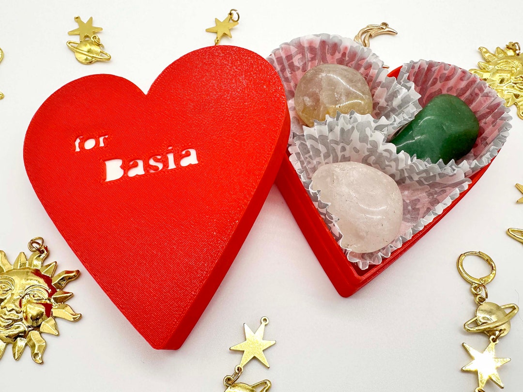 Custom Crystal Valentine’s Day Heart Box With 3 Crystals for Thoughtful