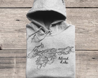 Island Lake Hoodie, Minnesota Lake, MN Lake Sweatshirt, Lake Hoodie Unisex Heavy Blend Hooded Sweatshirt