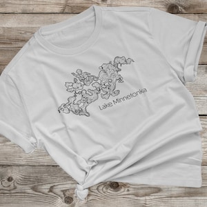 Lake Minnetonka T Shirt, Minnesota Lake Tee, Minnetonka Depth Map, Unisex Softstyle T-Shirt