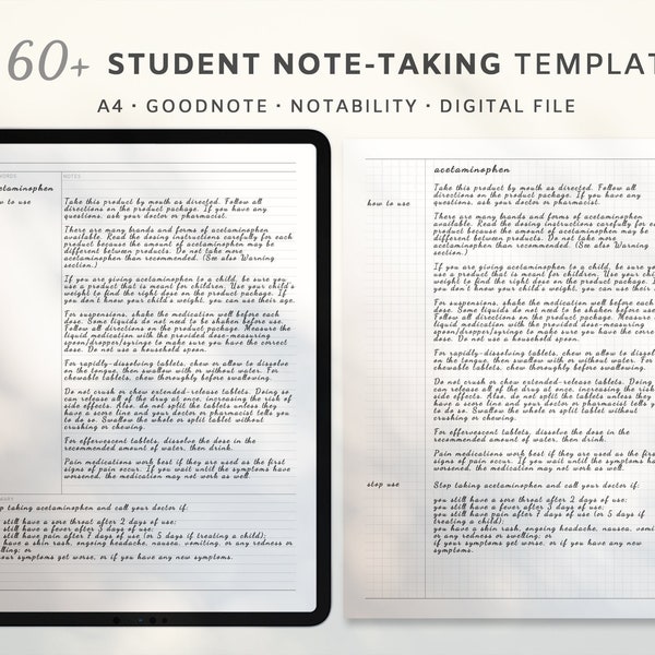 Plantilla digital para tomar notas de estudiantes / Printable Grid Cornell Line Dot Oxford Legal Lecture Notes Paper, Goodnotes, Notability, Tablet Page