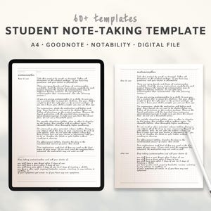 Cyfrowy szablon do robienia notatek dla studentów | Wydrukowana siatka Cornell Line Dot Oxford Legal Notatki z wykładów Papier, Goodnotes, Notability, Tablet Page
