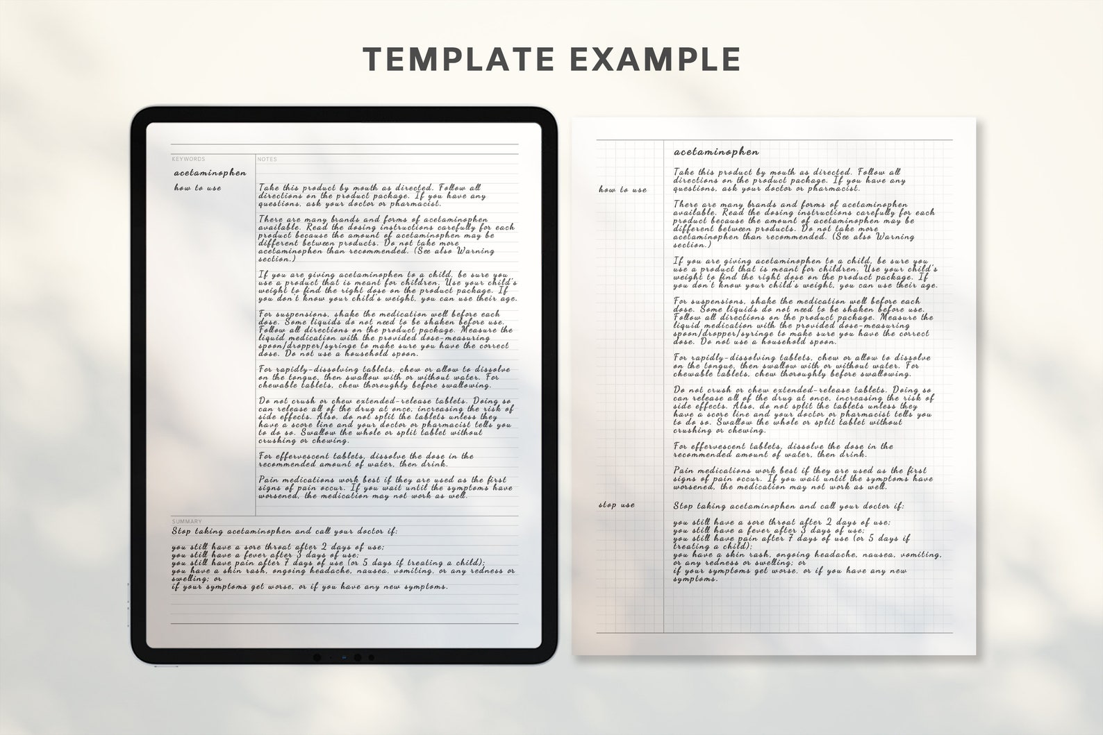 Digital Student Notetaking Template Printable Grid Cornell Line Dot
