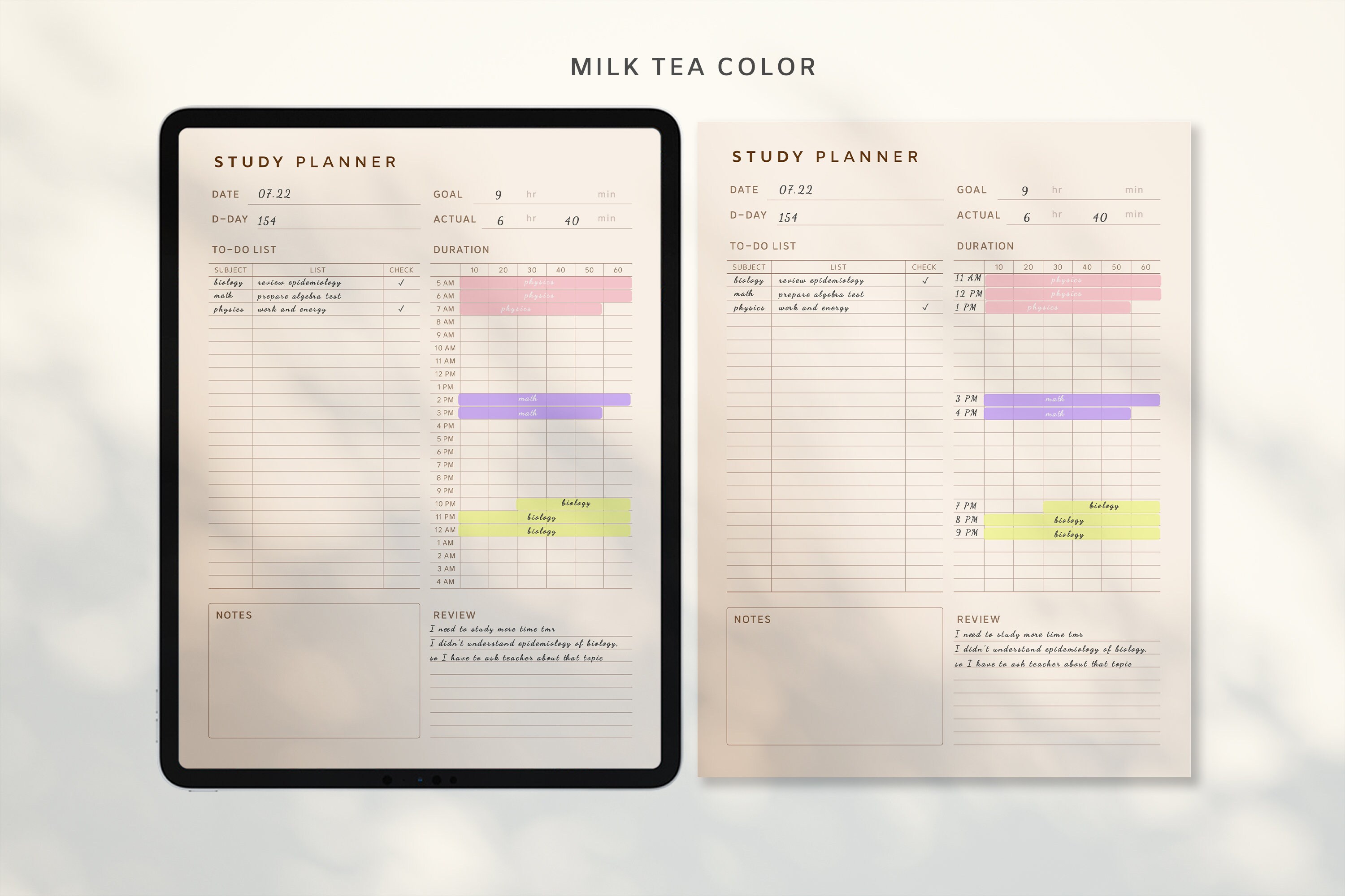 Digital Daily Student Planner | 10 Minute Study Tracker, Goal Organizer ...
