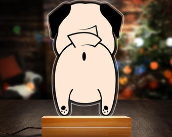 Pug Butt Night light, Multi-color LED light with remote