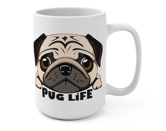 Cute Pug Life 15 oz Large Microwave and Dishwasher Safe Mug