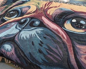 Pug Lovers Woven Cotton Throw Blanket