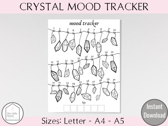CRYSTAL MOOD TRACKER 3 Styles Planner Pages 30 Day - Etsy