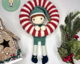 Patrón amigurumi de corona de duende navideño a crochet en PDF