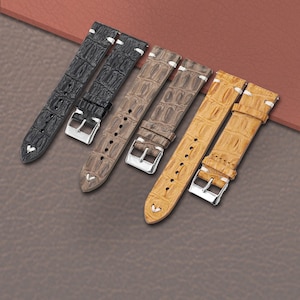 Mens Genuine Leather Watch Strap Handmade Black Brown Tan 18mm 20mm 22mm 24mm