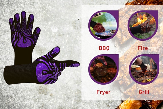 Premium BBQ Gloves, 1472°F Extreme Heat Resistant Oven Gloves, Grilling  Gloves with Cut Resistant, Durable Fireproof Kitchen Oven Mitts Designed  for