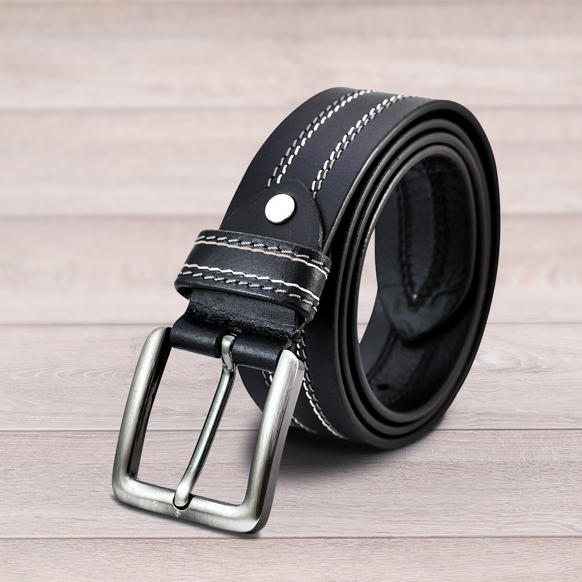 100% de ganancia completa para hombre, cinturón de trabajo de doble punta  de cuero cosido informal, cinturón Original resistente, vestido de  mezclilla hecho a mano en EE. UU. -  México
