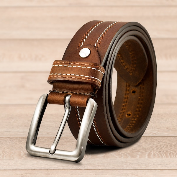 100% FULL GRAIN Leather Belts Mens Casual Dress Jeans Belt Black Brown Trouser, classic made in US Stock