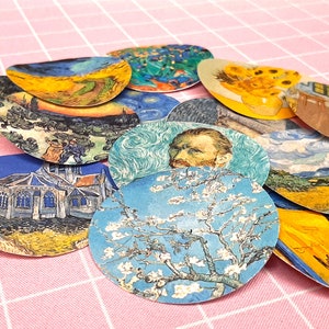 15 Van Gogh round stickers for journaling, scrapbooking, junkjournal