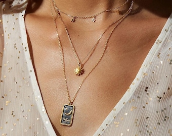 Collier de Tarot - Collier Imperméable à l’eau, Cadeau de maman de bijoux de Tarot, Collier de carte de tarot, Collier de soleil pour femmes, Pendentif de Tarot, Collier Zodiaque