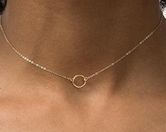 O Ring Choker Christmas Gift, Discreet Day Collar Gift for Her, Discreet Collar And Womens Choker Collar, O Ring Collar Ring Choker