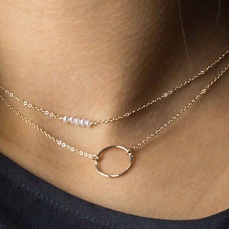 Station Collar Necklace Rose Detail Gold main image 0