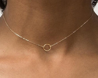 O Ring Choker, Discreet Day Collar, Ddlg Collar, Discreet Collar, Womens Choker Collar, O Ring Collar Ring Choker, Dainty Gold Choker