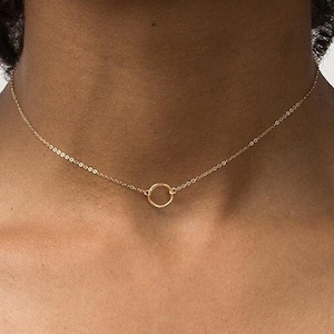 O Ring Choker, Discreet Day Collar, Ddlg Collar, Discreet Collar, Womens Choker Collar, O Ring Collar Ring Choker, Dainty Gold Choker