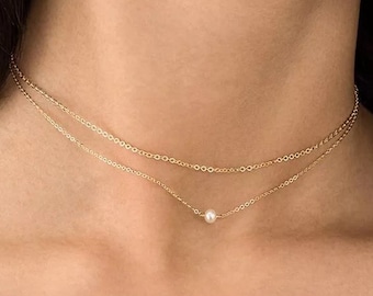Day Collar Discreet, Collar Sub, Discreet Day Collar, Dainty Pearl Necklace, Collar Women Sub, Pearl Choker Collar, Small Pearl Necklace