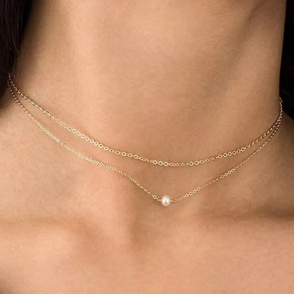 Day Collar Discreet, Collar Sub, Discreet Day Collar, Dainty Pearl Necklace, Collar Women Sub, Pearl Choker Collar, Small Pearl Necklace