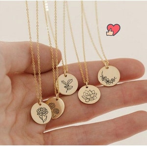 Bridesmaid Gift, Birth Flower Necklace, Mom Gift, Christmas Gifts, Birth Month Necklace Gift For Her, Birthday Gift, Best Friend Gift