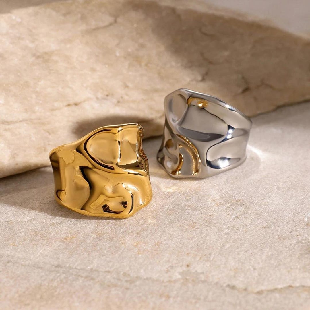 Chunky Rings, Couples Ring Gift for Her, Signet Ring, Anxiety Ring ...