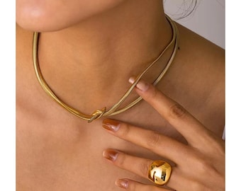 Dezentes Sub Day Halsband - Minimalistische Knoten Halsband Halskette, Dom Sub Schmuck Geschenk