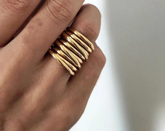 Kupfer Ring, klobiger Ring, Paar Ring, Geschenk für sie, Siegelring, coole Ringe, Angst Ring, Gold Kuppel Ring, keltischer Ring, klobiger Goldring, gotischer Ring