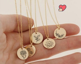 Birth Month Birth Flower Necklace For Women, Mothers day Gift, Best Friend Necklace Dainty, Birth Flower Necklace