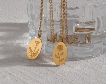 Birth Flower Necklace Birth Month Necklace Birth Flower Jewelry Birth Month Flower Pendant Necklace For Women Flower Jewelry Gift For Her