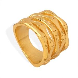 Chunky Rings, Fidget Ring, Cool Rings, Gothic Ring, Signet Ring, Chrome Hearts Ring For Her, Chunky Gold Ring, Anxiety Ring