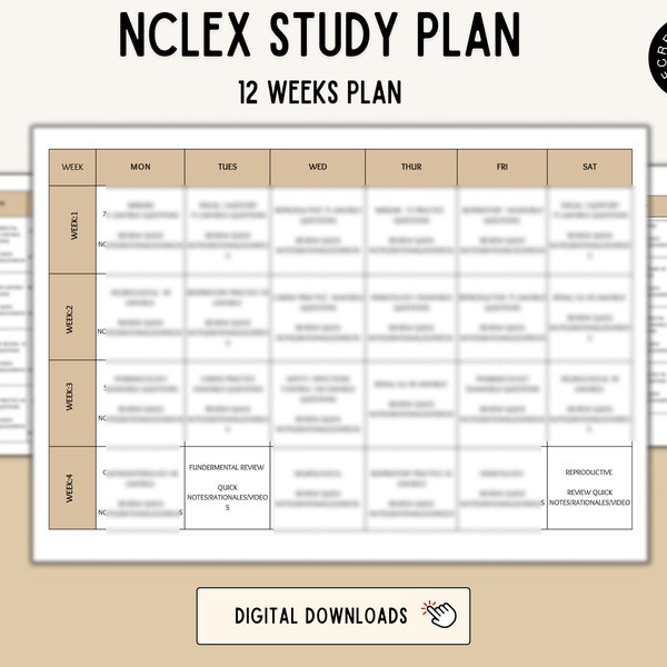 Nclex Study Schedule Etsy