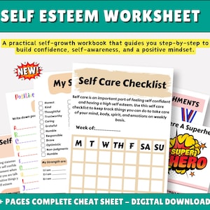 Self Esteem Workbook, CBT, DBT Therapie Arbeitsblätter, Ausgabe 2026 (PDF)