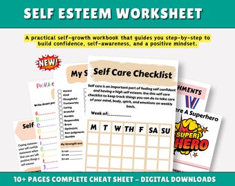 Self Esteem Workbook, CBT, DBT Therapy Worksheets, 2026 Editio (PDF)