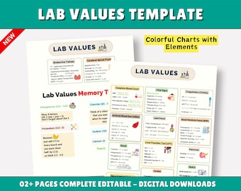 Nursing Lab Values Cheat Sheet Study Guide-student Nurse and RN Review ...