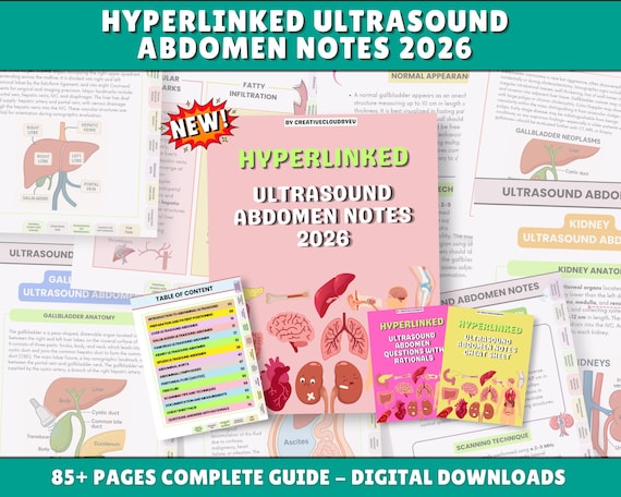 Ultrasound Abdomen Study Notes Bundle: Sonography Student Guide, Hyperlinked 2026 (PDF)