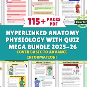 Complete Anatomy Physiology Hyperlinked, Practice Question & Guide, Anatomy Study Guide, Anatomy Notes, Physiology Notes,Nursing Study Guide