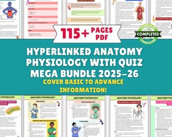 Complete Anatomy Physiology Hyperlinked, Practice Question & Guide, Anatomy Study Guide, Anatomy Notes, Physiology Notes,Nursing Study Guide