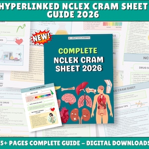 NCLEX Cram Sheet : Nursing Study Guide, mise à niveau avec hyperlien 2026 (téléchargement numérique)