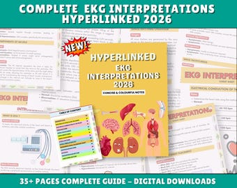 EKG Interpretation Nursing Study Guide: Cardiac Rhythms Cheat Sheet (Digital Download)