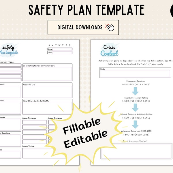 Therapist Safety Plan Template Etsy Therapist Safety Plan Template Etsy