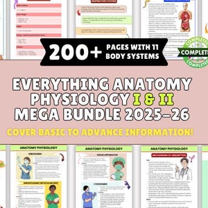 Anatomía y Fisiología I y II (más de 200 páginas), Guía de estudio de anatomía, Apuntes del sistema de 12 partes de Anatomía y Fisiología / Edición avanzada y actualizada (2025)
